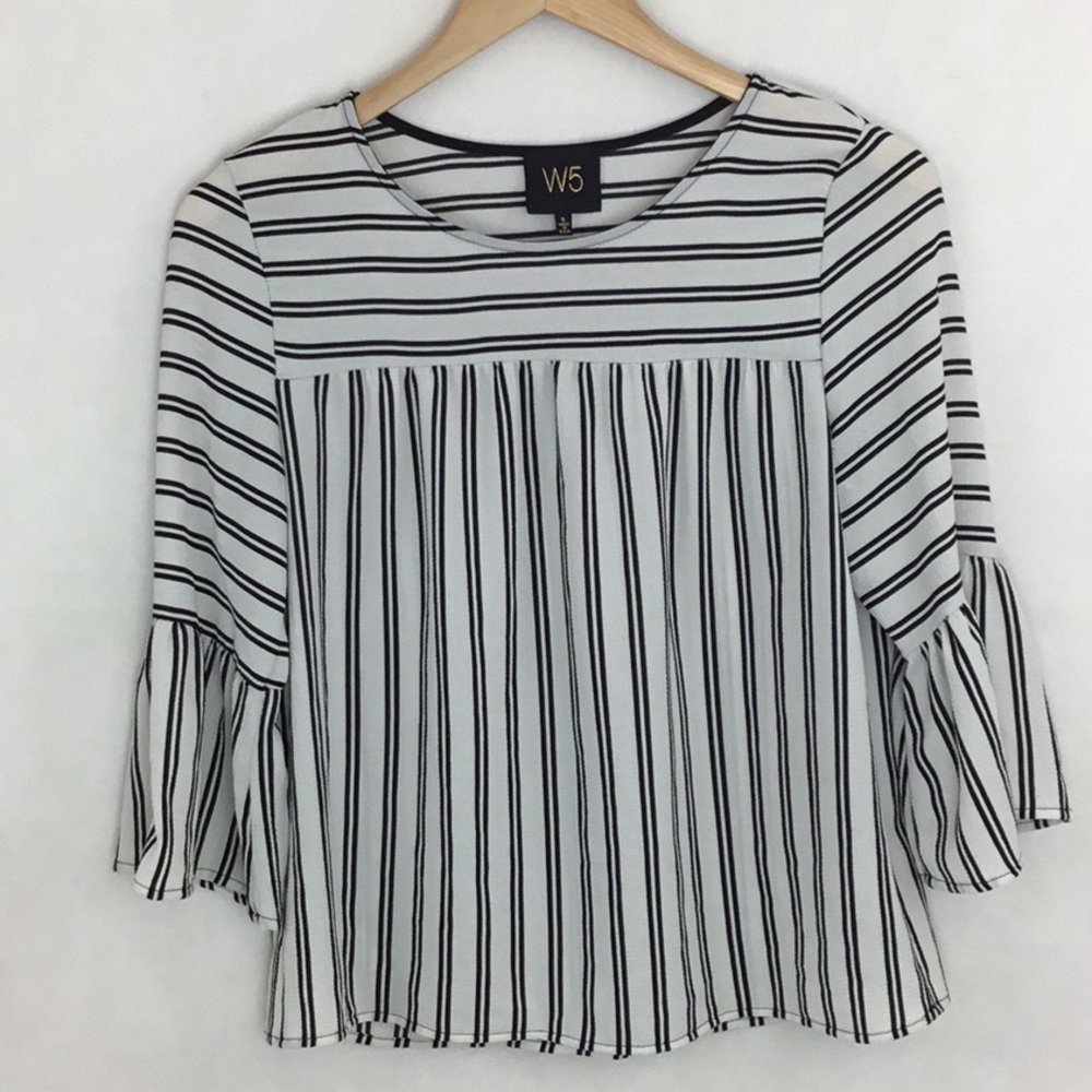 ANTHROPOLOGIE W5 Stripe Bell Sleeve Top